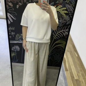 Ivory checkered pants beige