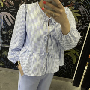 Vichy blouse light blue