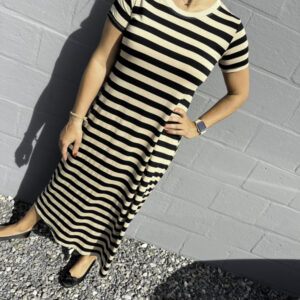 Stripes dress black & beige